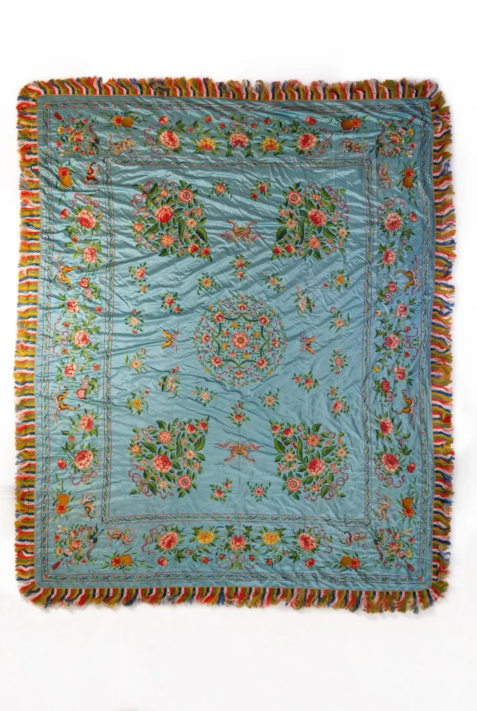 Pale Blue Embroidered Manila Shawl